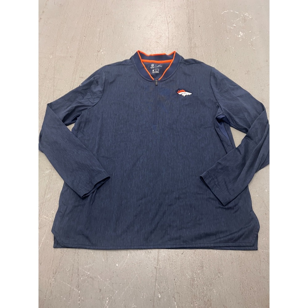 Nike On Field Apparel Denver Broncos Shirt Men 2XL Blue Dri Fit 1/2 Zip Football